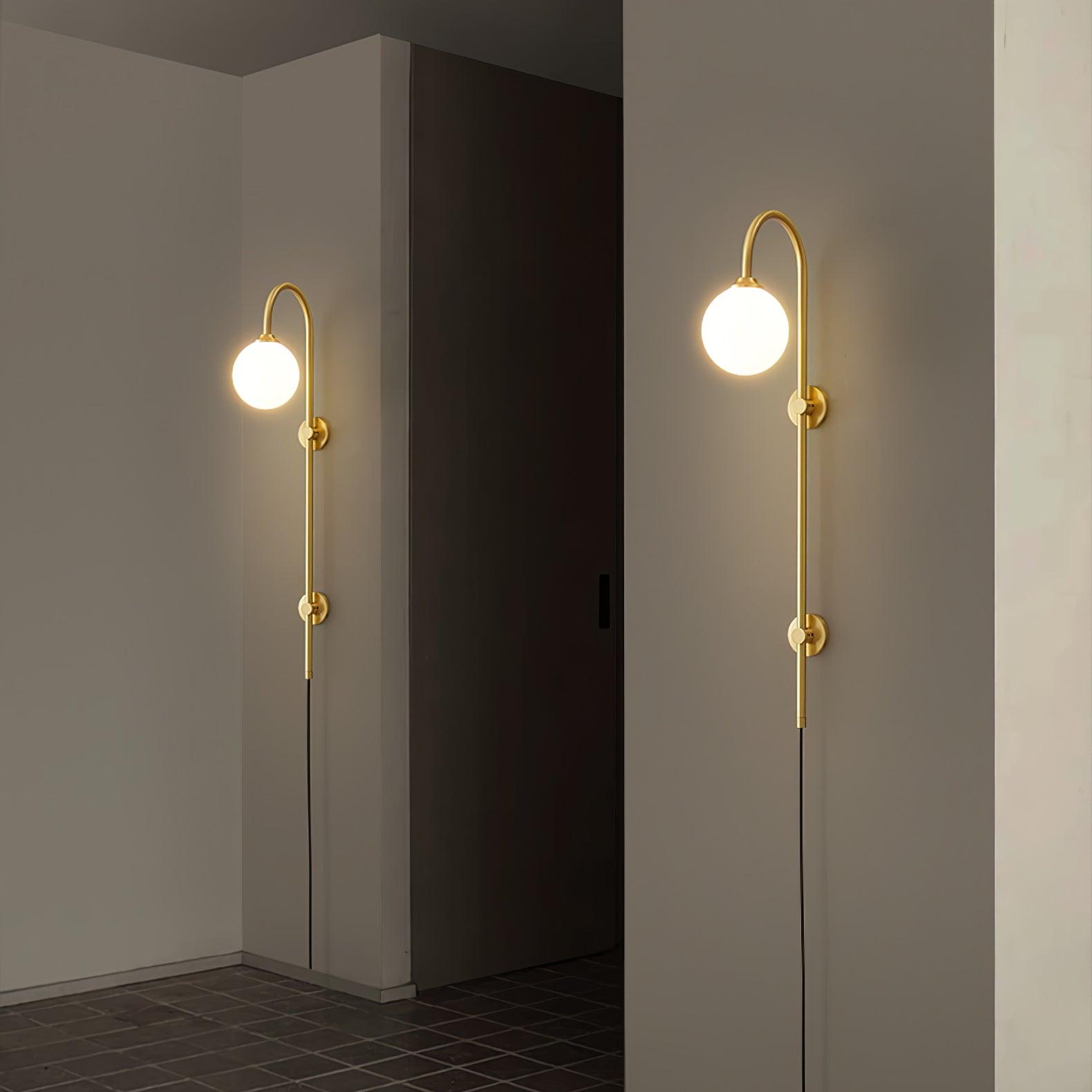 Globe Brass Plug-in Wall Sconce - Blowlighting