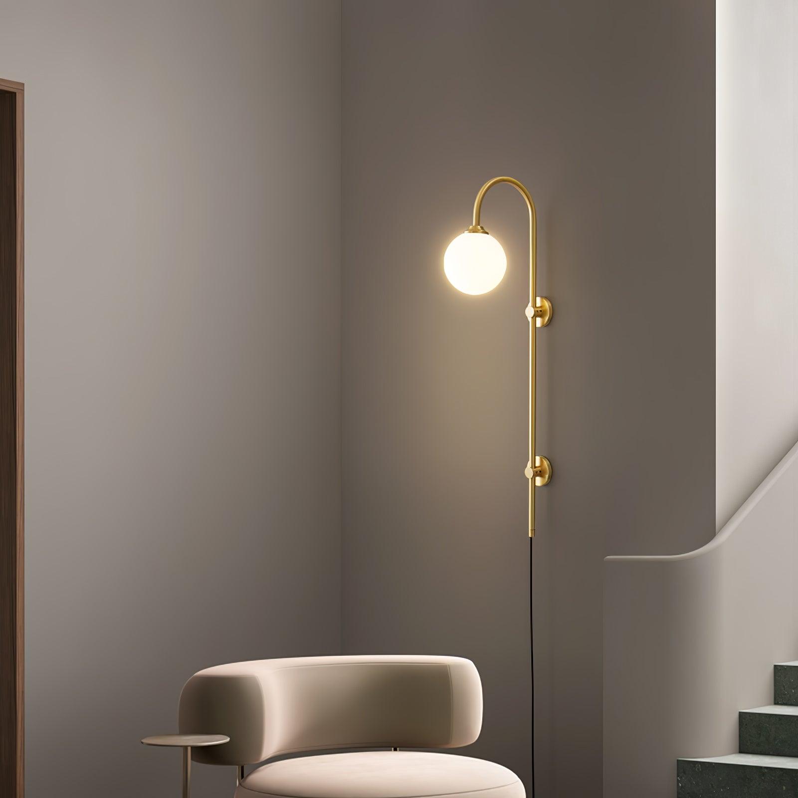 Globe Brass Plug-in Wall Sconce - Blowlighting
