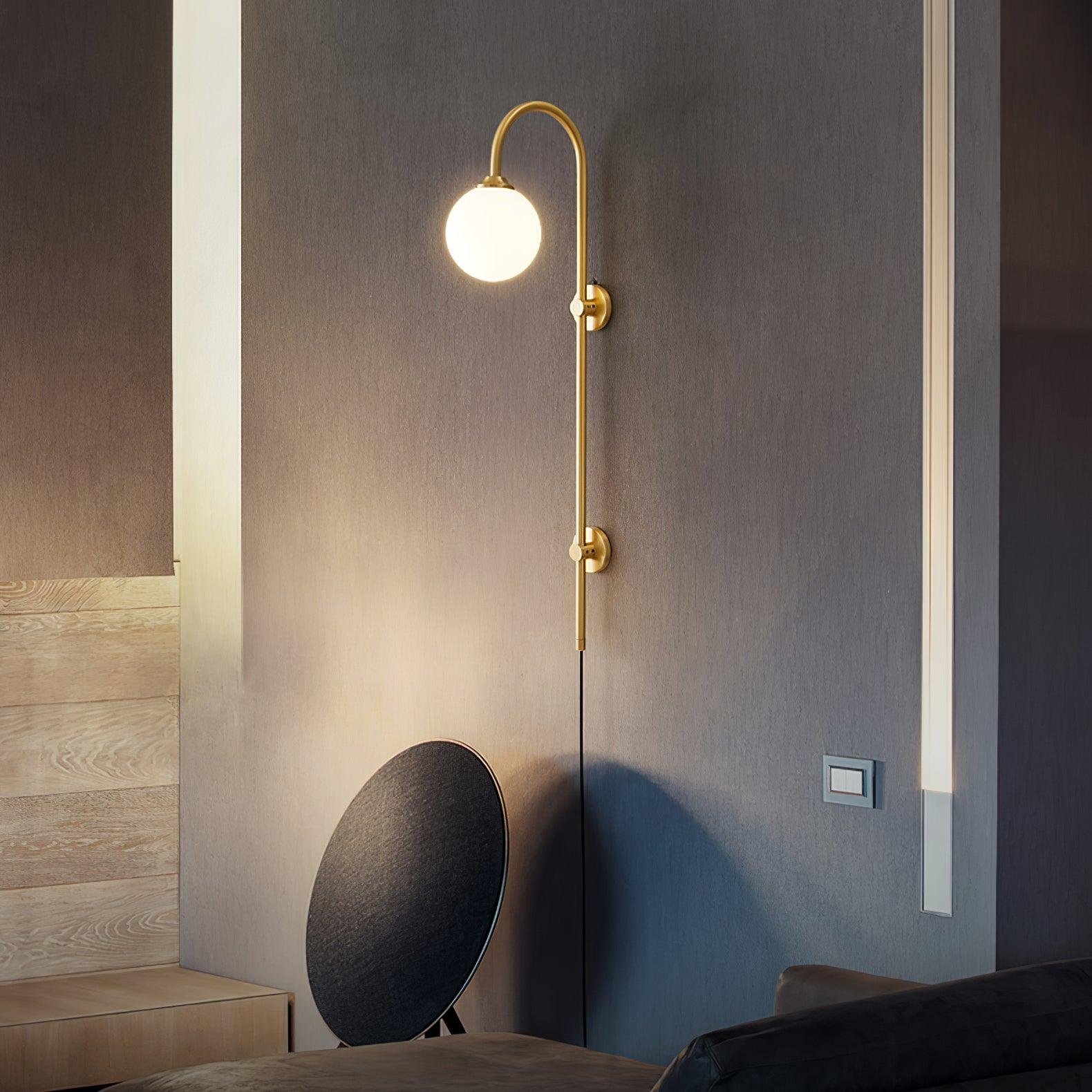 Globe Brass Plug-in Wall Sconce - Blowlighting