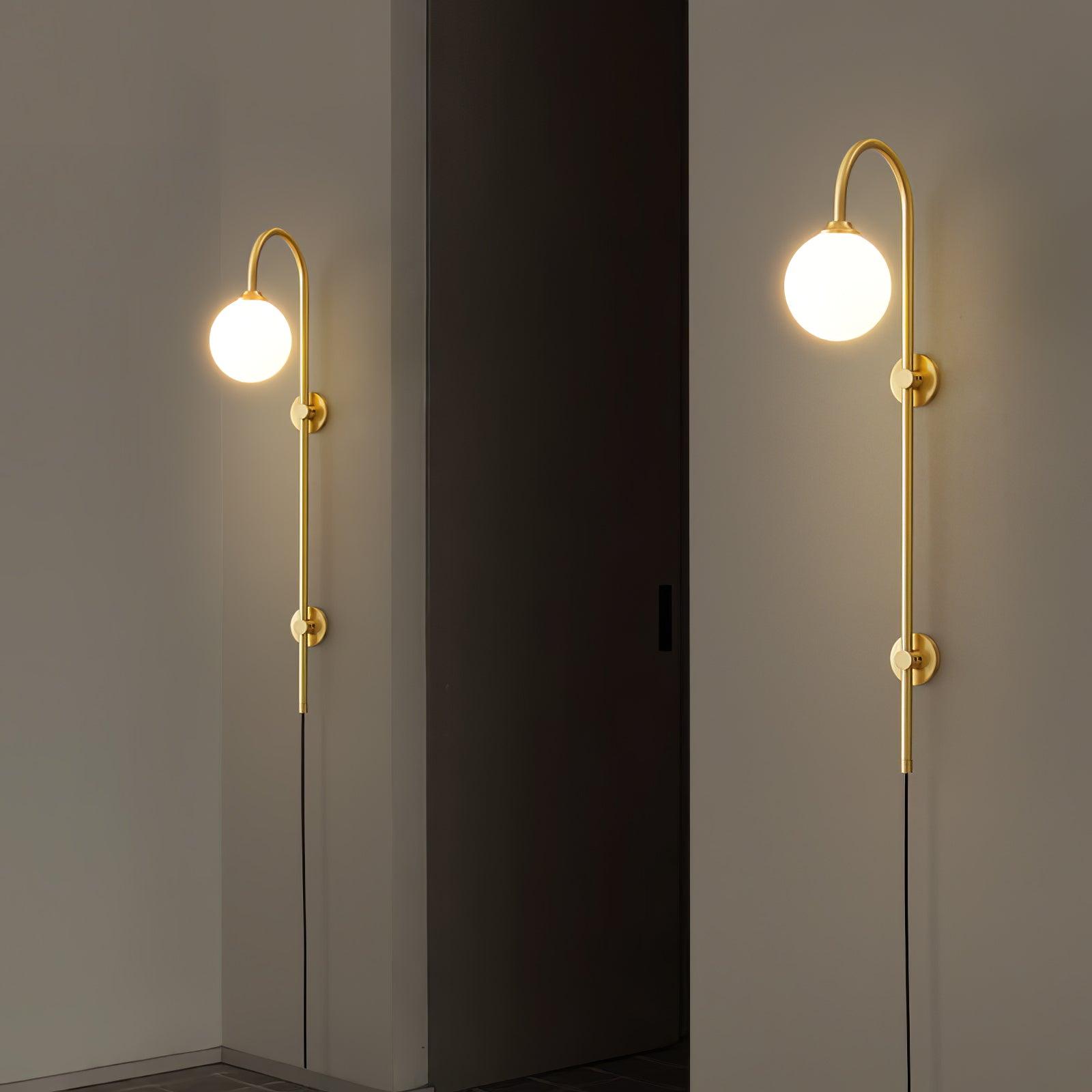 Globe Brass Plug-in Wall Sconce - Blowlighting