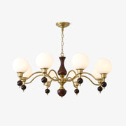 Aurora Globe Orb Walnut Chandelier - Blowlighting