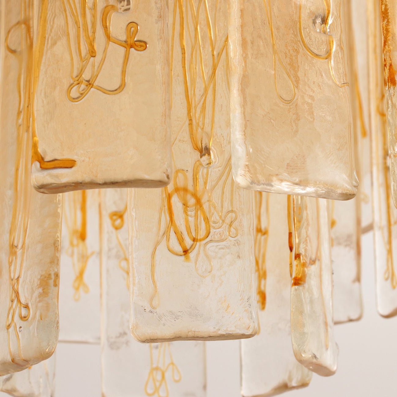 Aurora Chandelier Golden Amber Glass Layered Geometric Luxury - Blowlighting