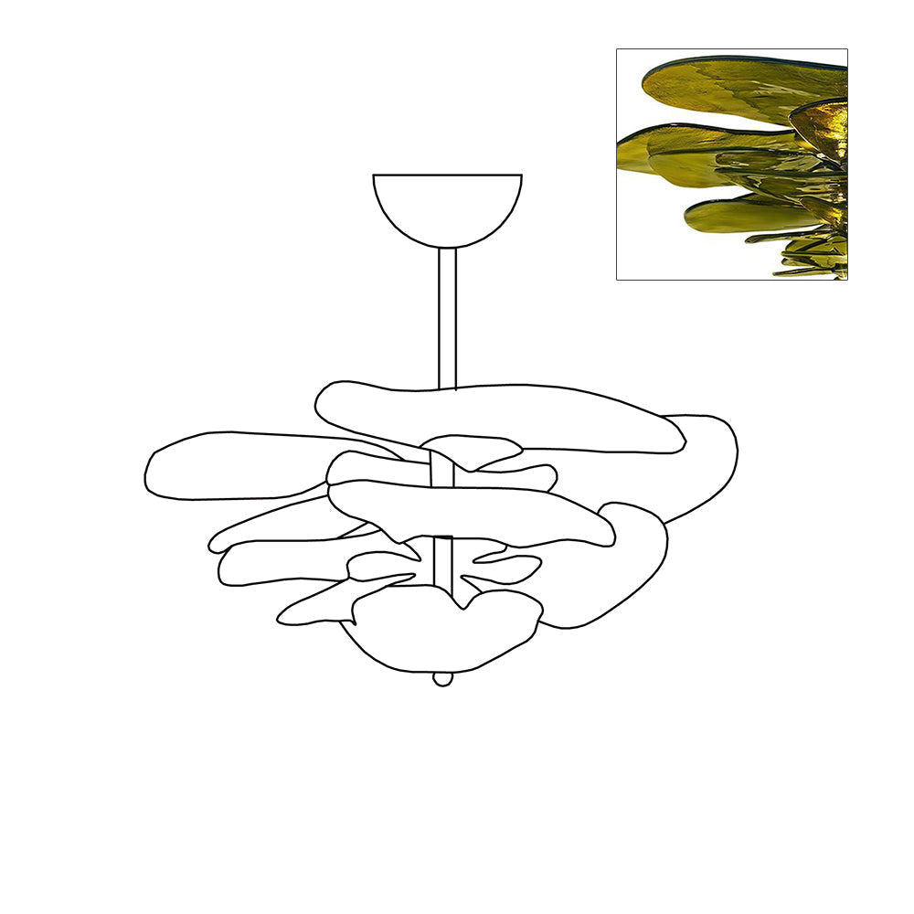 Aurora Chandelier Gold Murano Glass Petal Luxury - Blowlighting