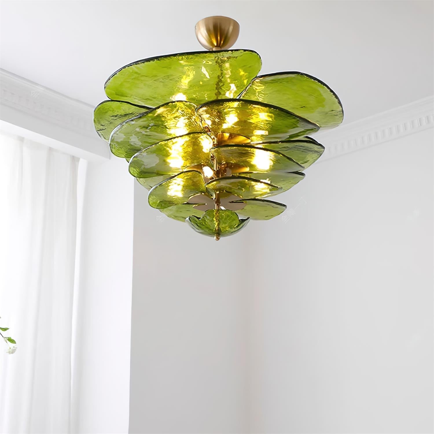 Aurora Chandelier Gold Murano Glass Petal Luxury - Blowlighting