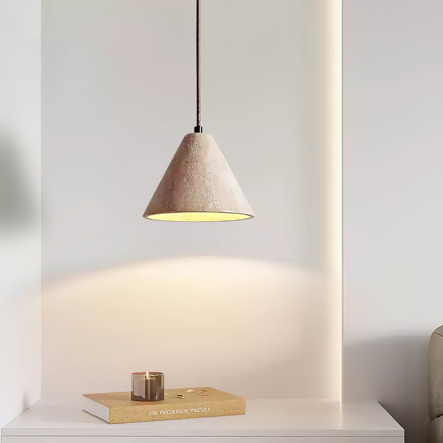 Cezoriel Conical Travertine Pendant Light - Blowlighting