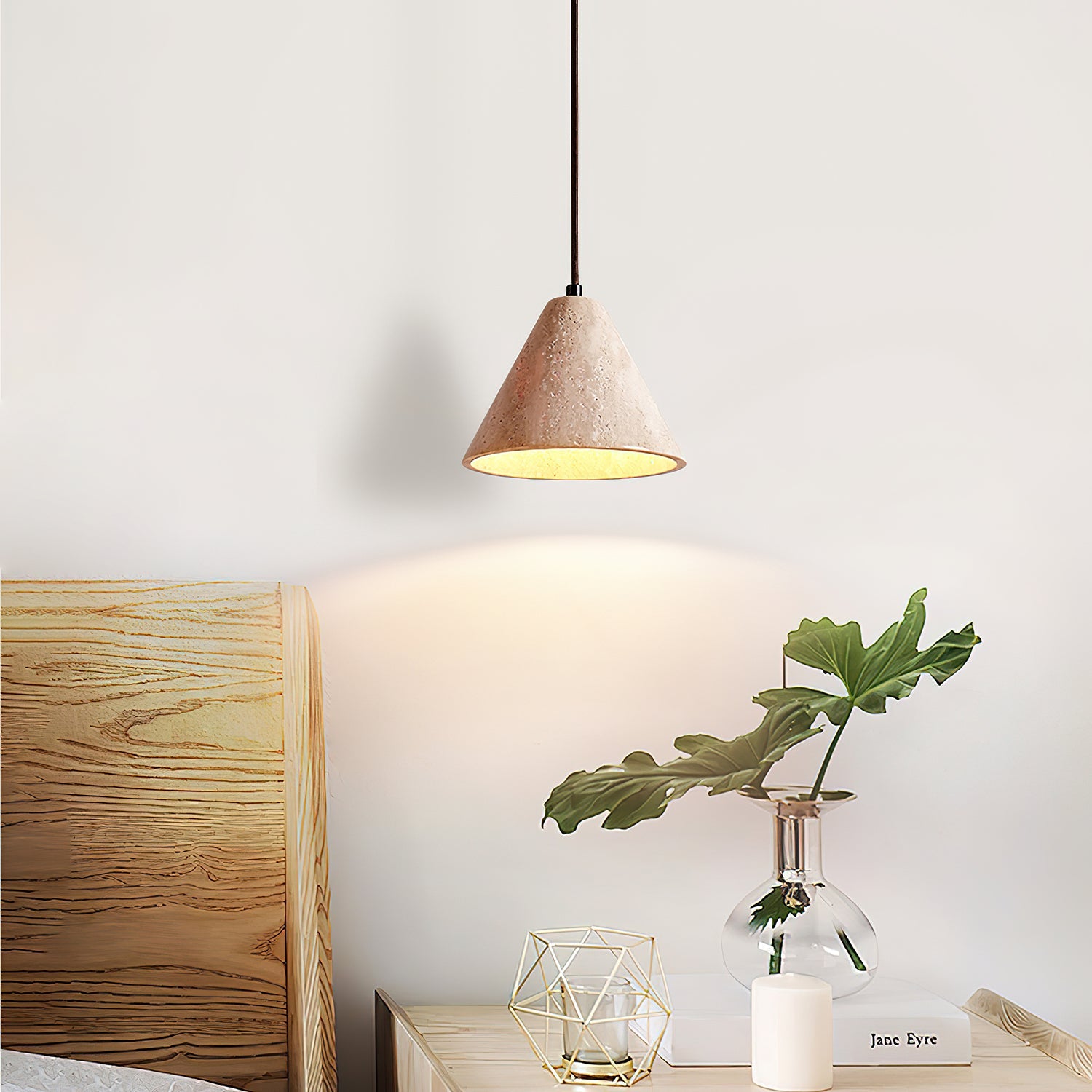 Cezoriel Conical Travertine Pendant Light - Blowlighting