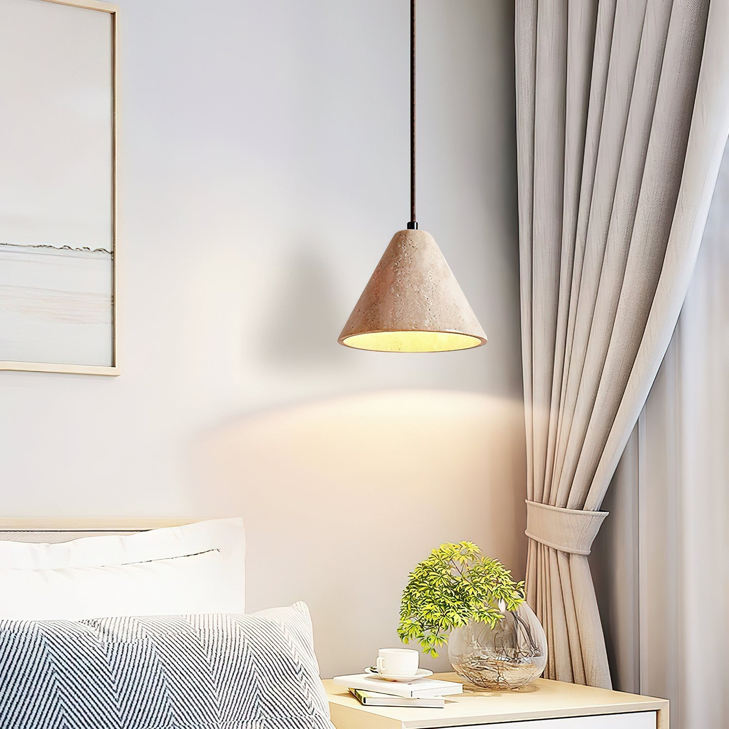 Cezoriel Conical Travertine Pendant Light - Blowlighting