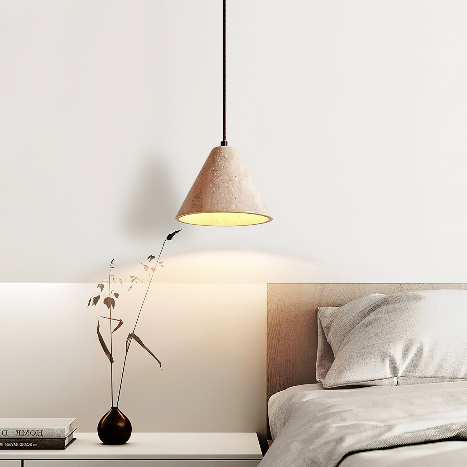 Cezoriel Conical Travertine Pendant Light - Blowlighting