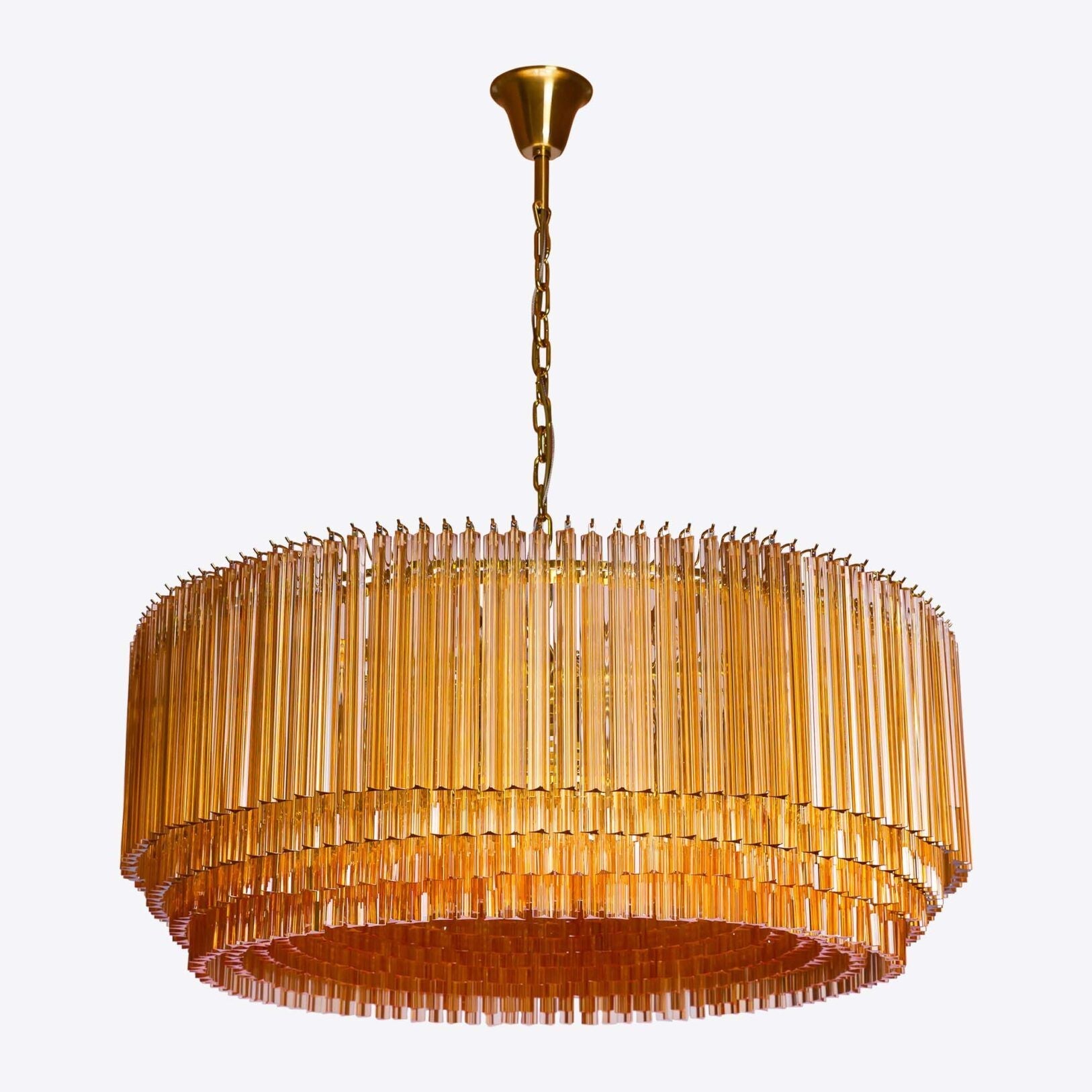 Aurora Chandelier Amber Drum Glass - Blowlighting