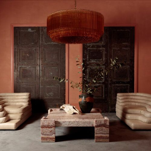 Aurora Chandelier Amber Drum Glass - Blowlighting