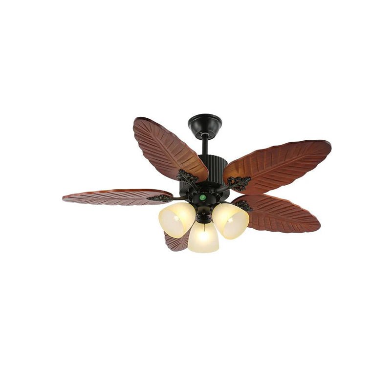 Elara Tropical Wood Glass Ceiling Fan Light - Blowlighting
