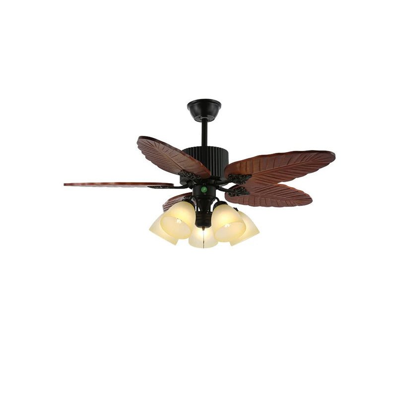 Elara Tropical Wood Glass Ceiling Fan Light - Blowlighting