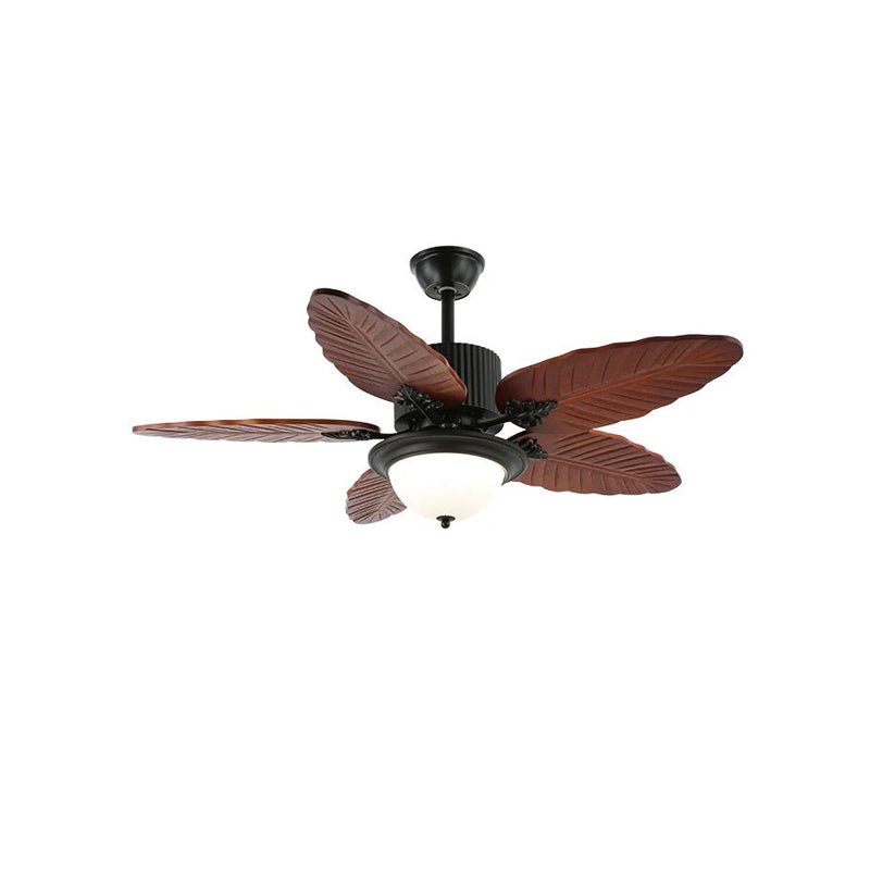 Elara Tropical Wood Glass Ceiling Fan Light - Blowlighting