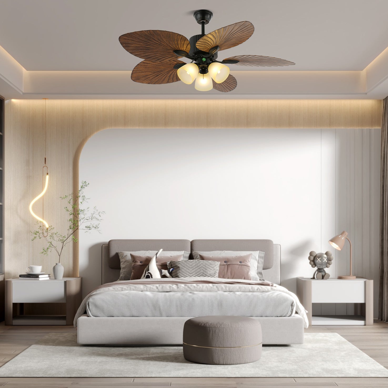 Alora Tropical Wood Ceiling Fan Light - Blowlighting