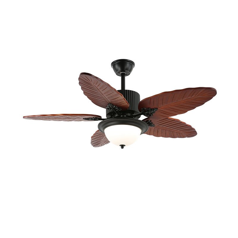 Elara Tropical Wood Glass Ceiling Fan Light - Blowlighting