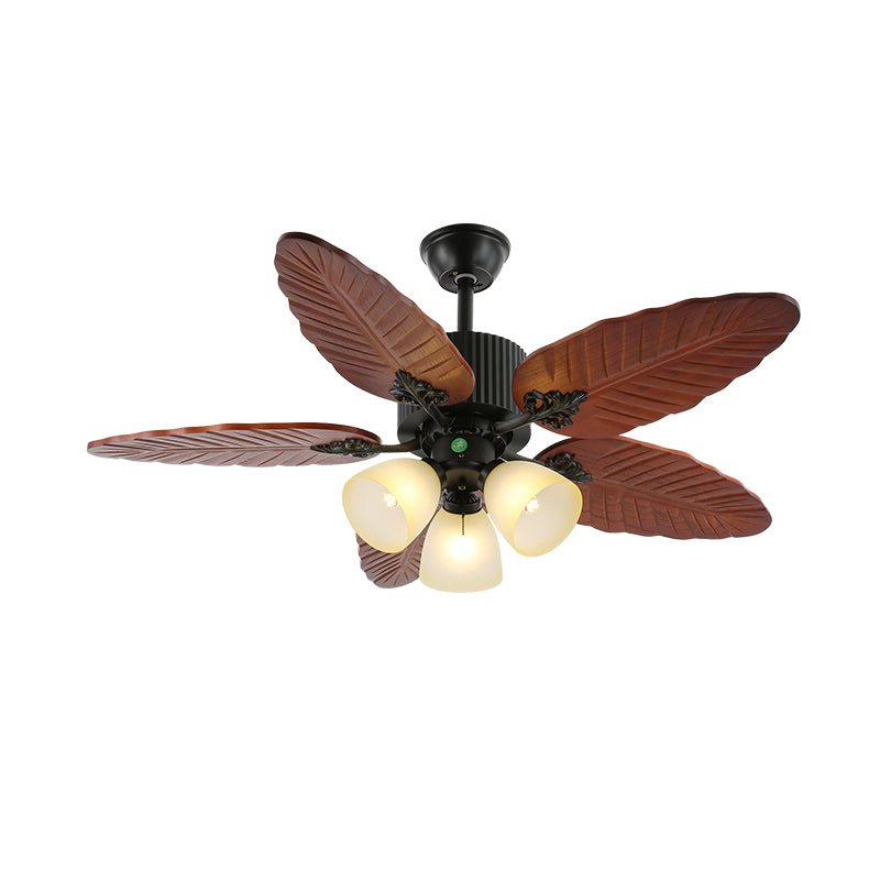 Elara Tropical Wood Glass Ceiling Fan Light - Blowlighting
