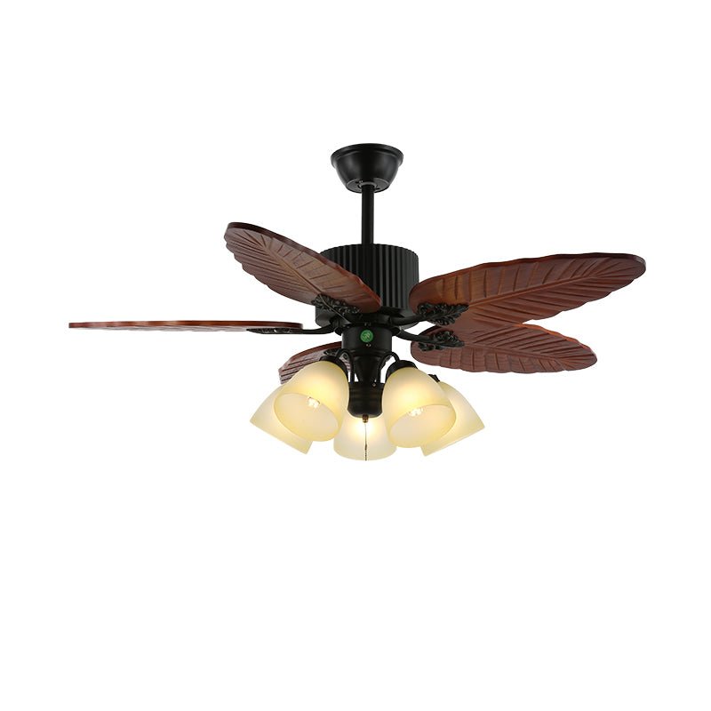 Elara Tropical Wood Glass Ceiling Fan Light - Blowlighting