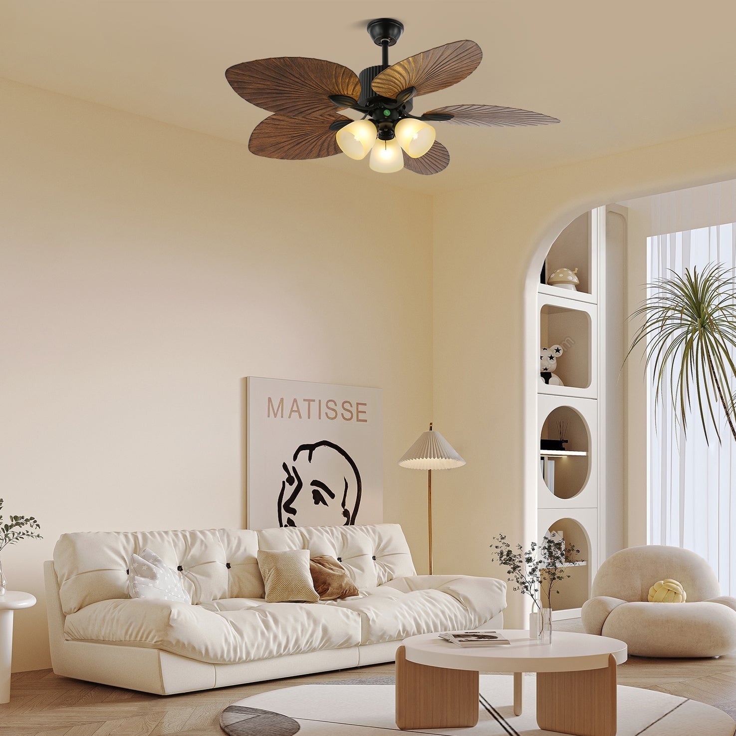 Alora Tropical Wood Ceiling Fan Light - Blowlighting