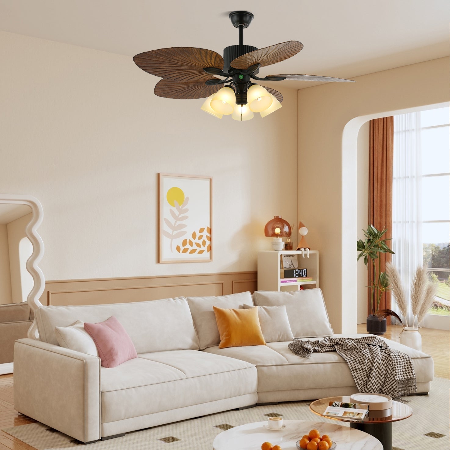 Alora Tropical Wood Ceiling Fan Light - Blowlighting