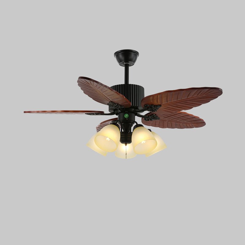 Elara Tropical Wood Glass Ceiling Fan Light - Blowlighting