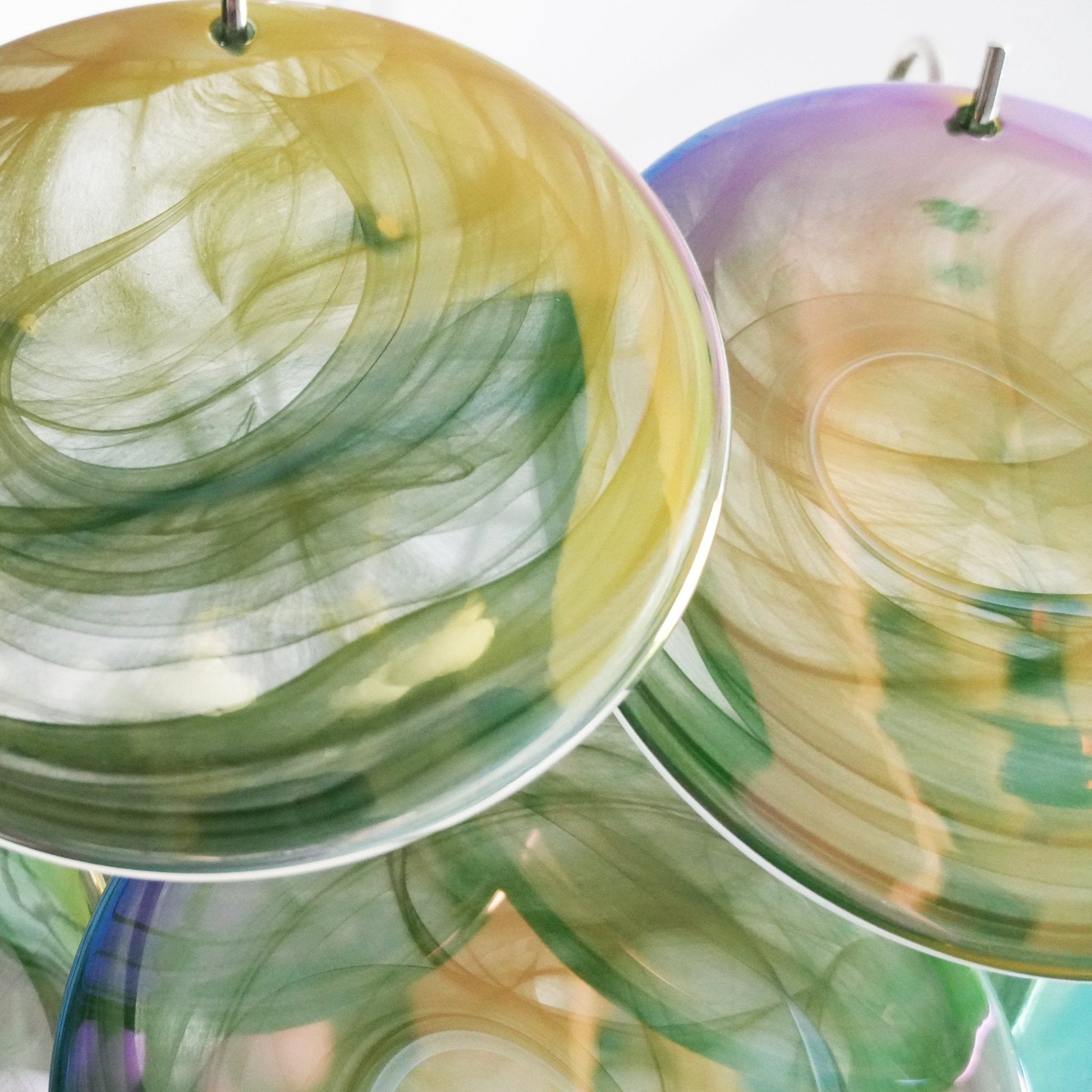 Aurora Chandelier Green Murano Glass Disc Contemporary - Blowlighting