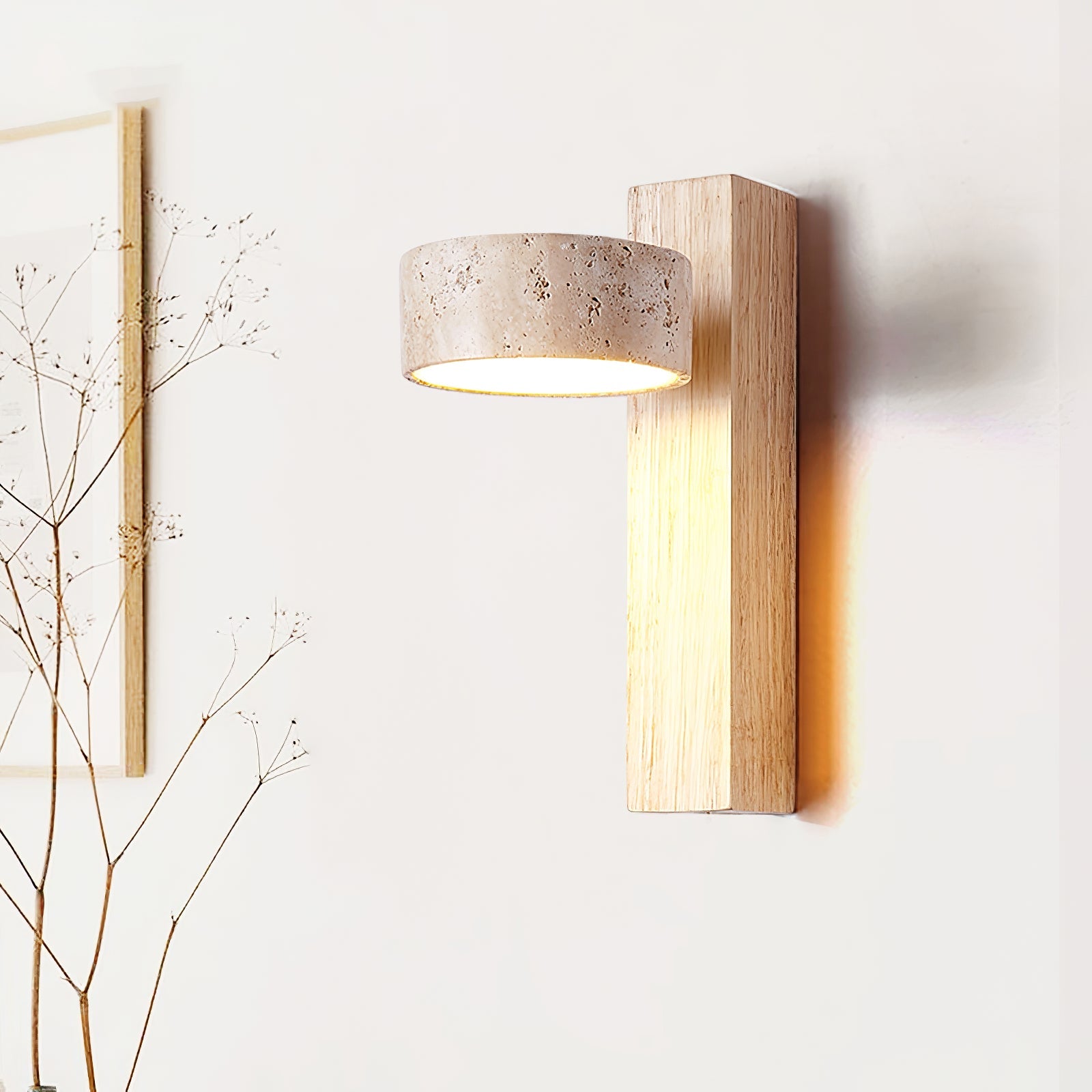 Ulvyna Cylinder-Stack Travertine Wall Light - Blowlighting