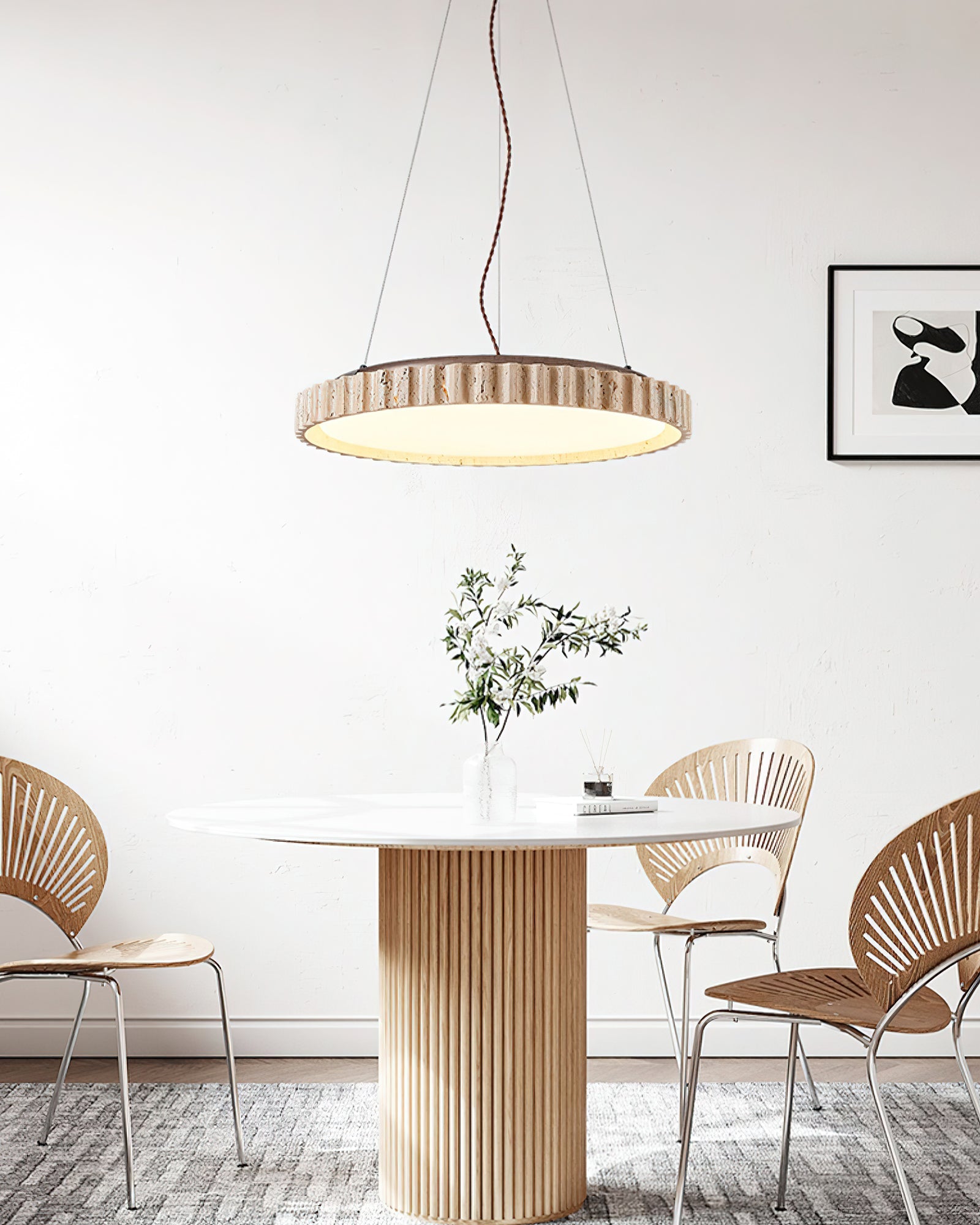 Elvenis Circular Travertine Pendant Light - Blowlighting