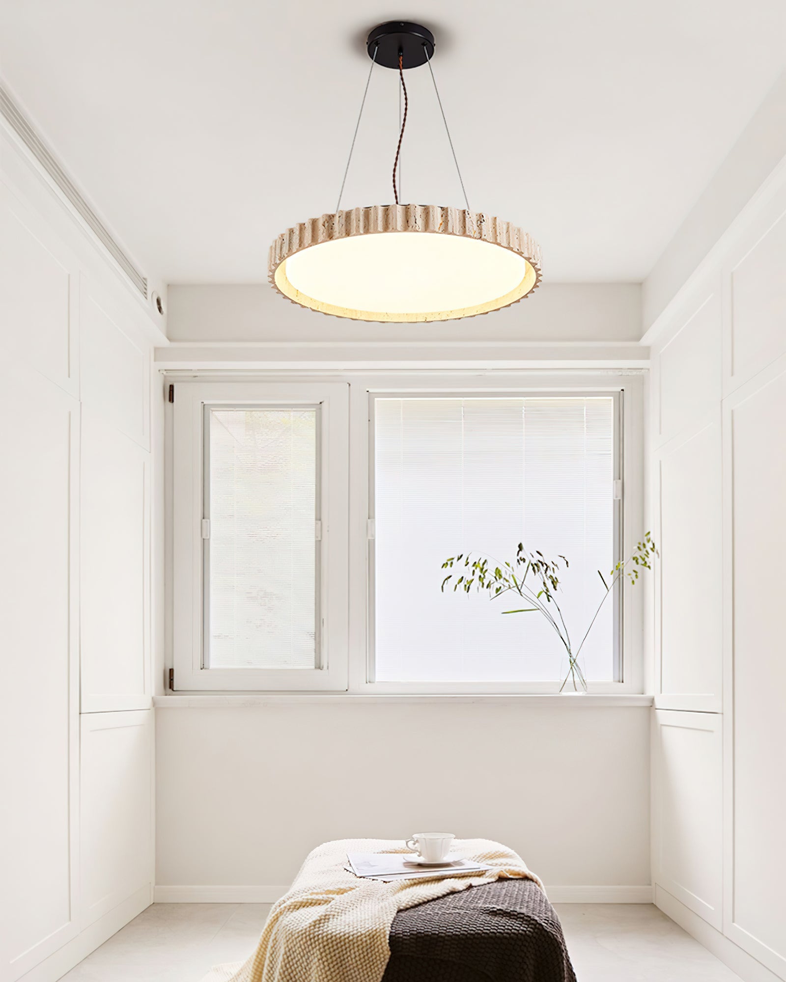 Elvenis Circular Travertine Pendant Light - Blowlighting