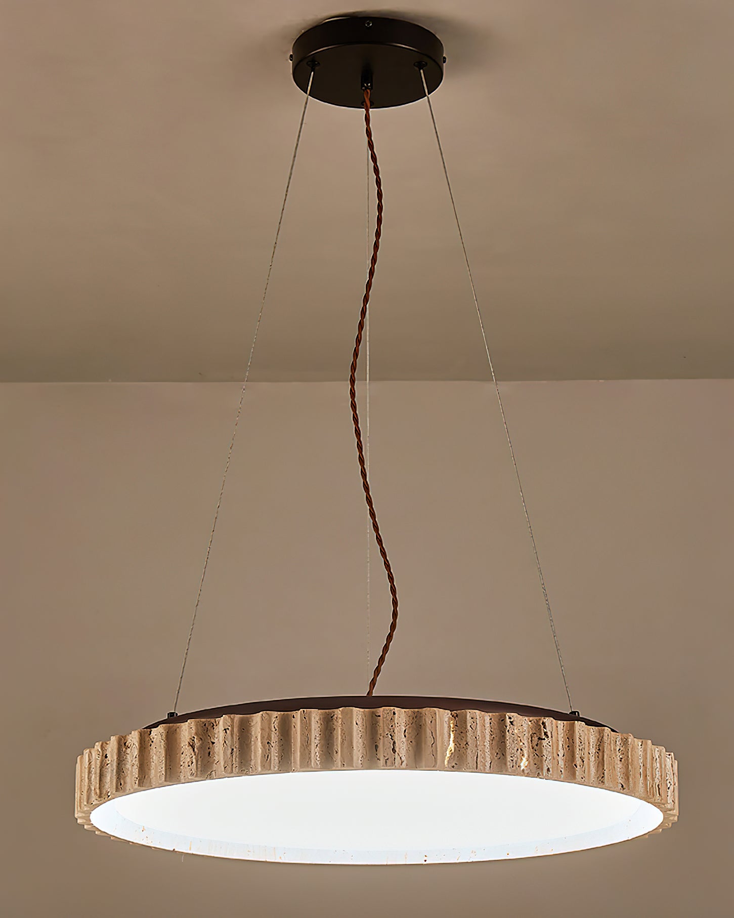 Elvenis Circular Travertine Pendant Light - Blowlighting