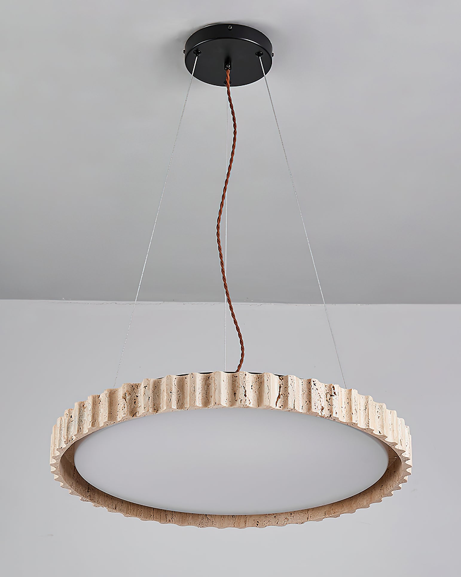 Elvenis Circular Travertine Pendant Light - Blowlighting