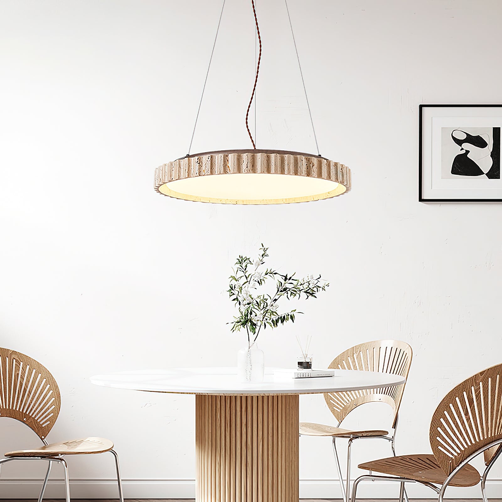 Elvenis Circular Travertine Pendant Light - Blowlighting