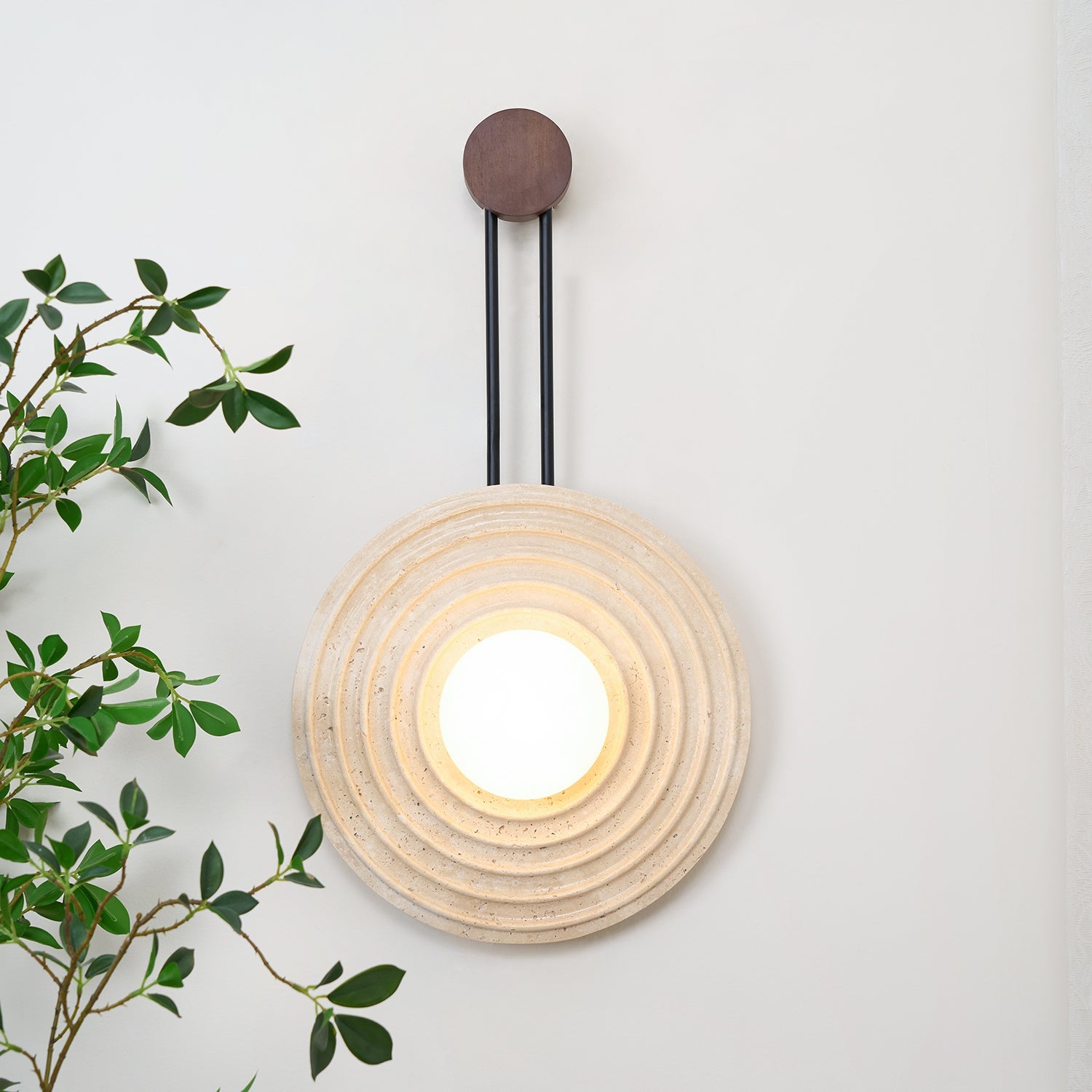 Isoror Spiral-Ring Travertine Wall Light - Blowlighting