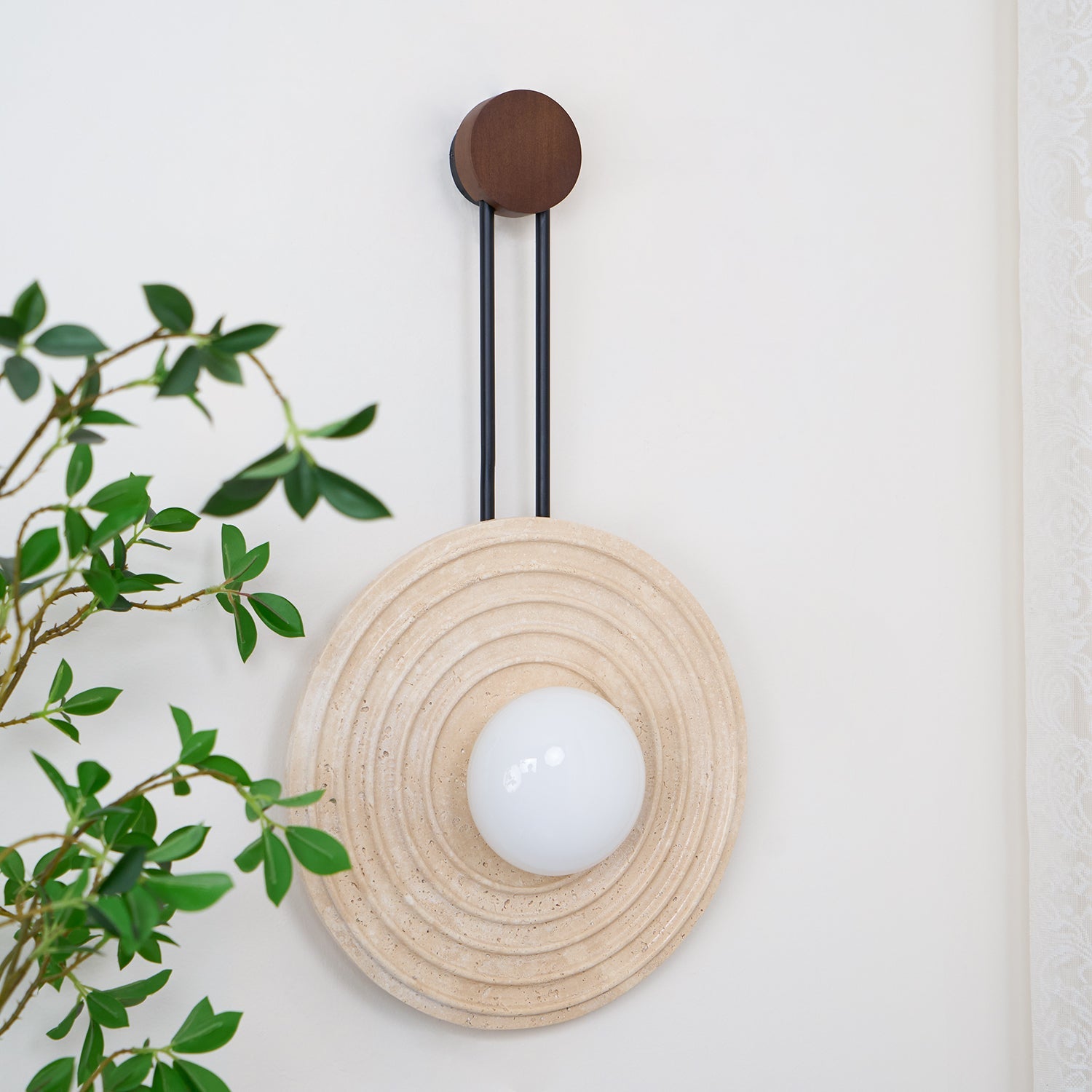 Isoror Spiral-Ring Travertine Wall Light - Blowlighting
