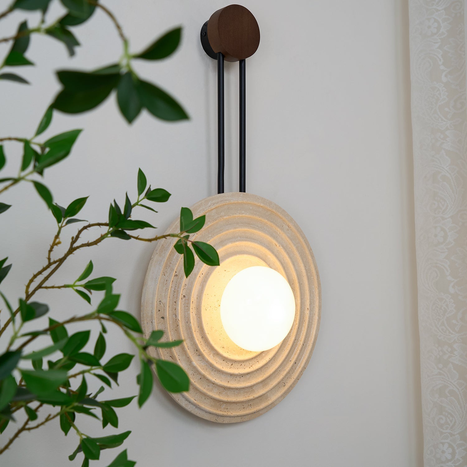 Isoror Spiral-Ring Travertine Wall Light - Blowlighting