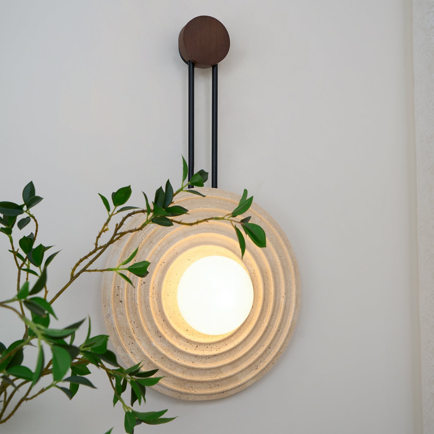 Isoror Spiral-Ring Travertine Wall Light - Blowlighting