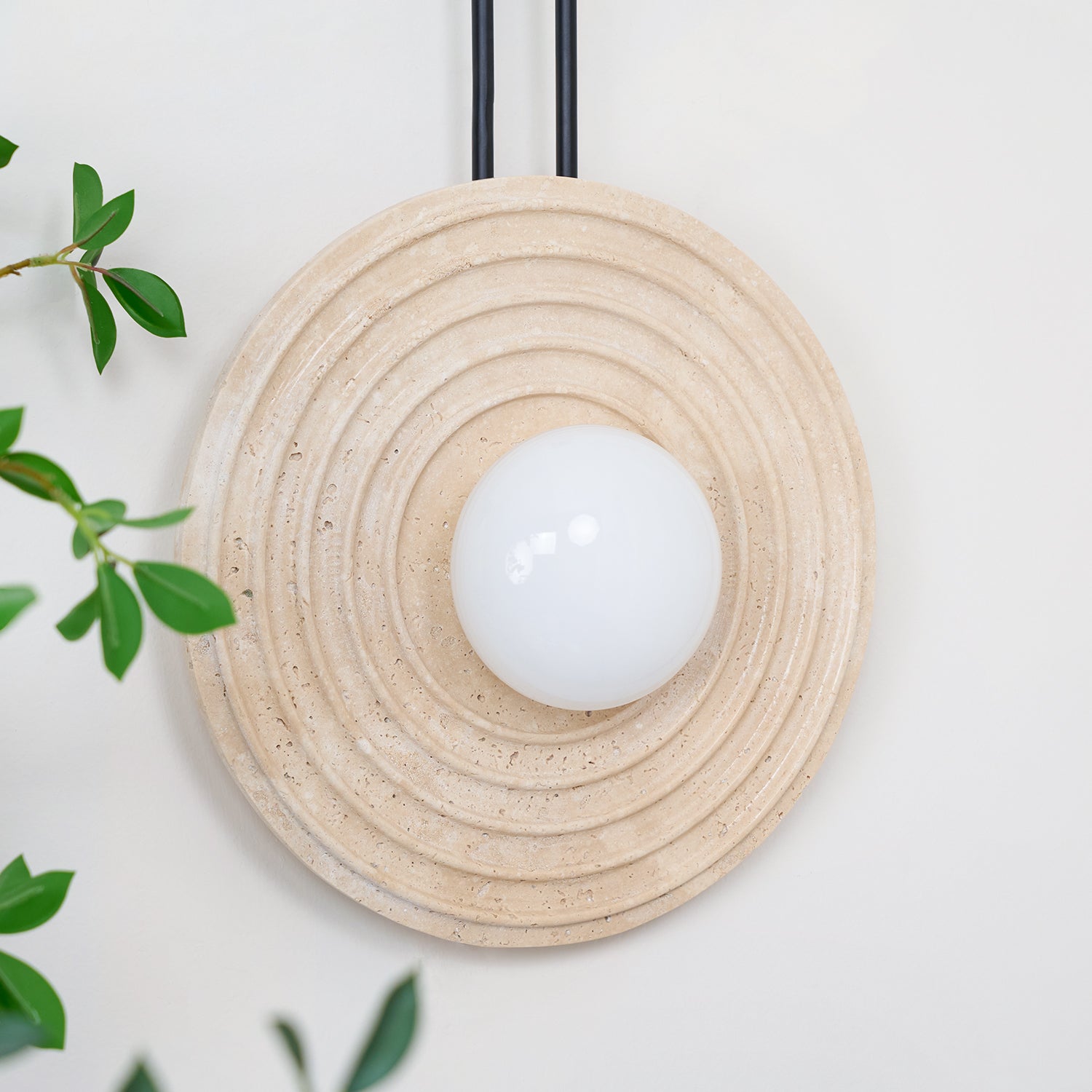Isoror Spiral-Ring Travertine Wall Light - Blowlighting