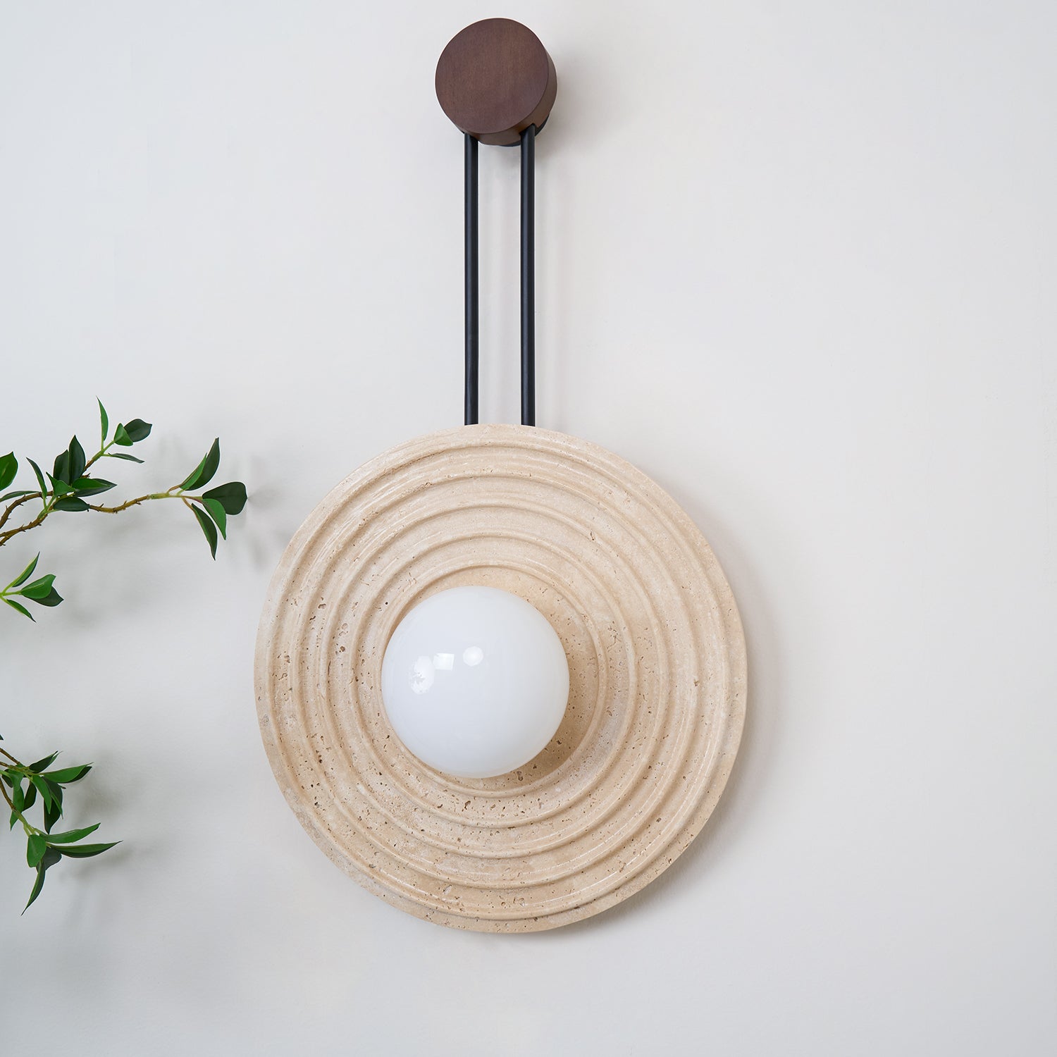 Isoror Spiral-Ring Travertine Wall Light - Blowlighting