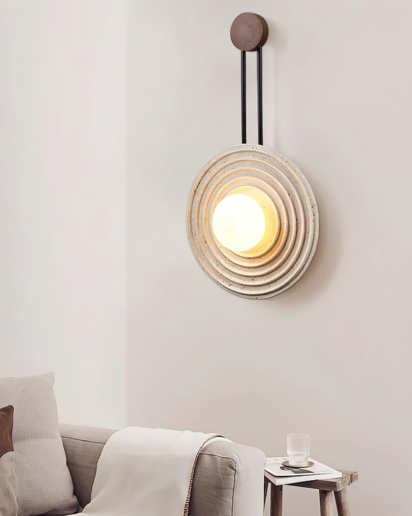Isoror Spiral-Ring Travertine Wall Light - Blowlighting