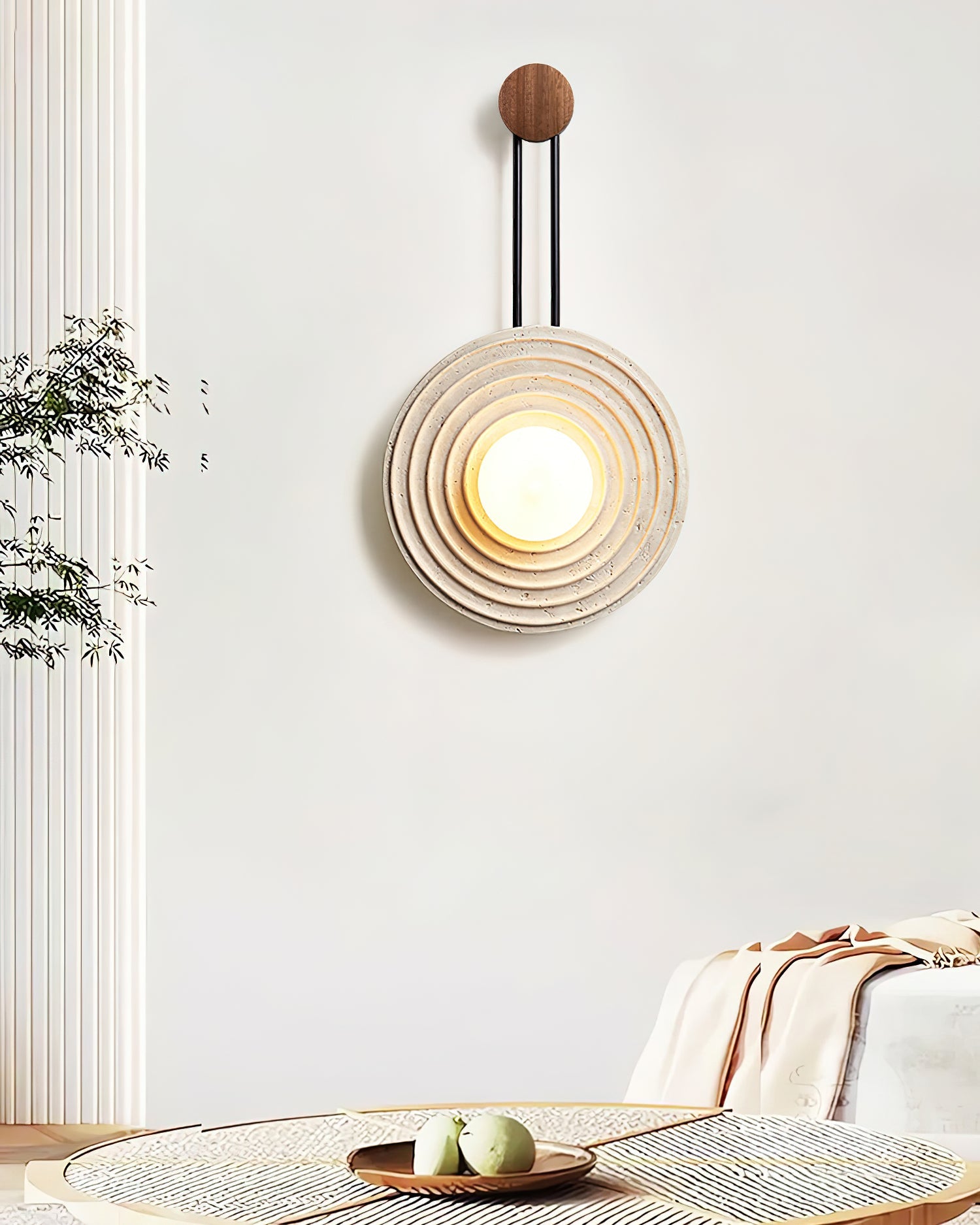 Isoror Spiral-Ring Travertine Wall Light - Blowlighting