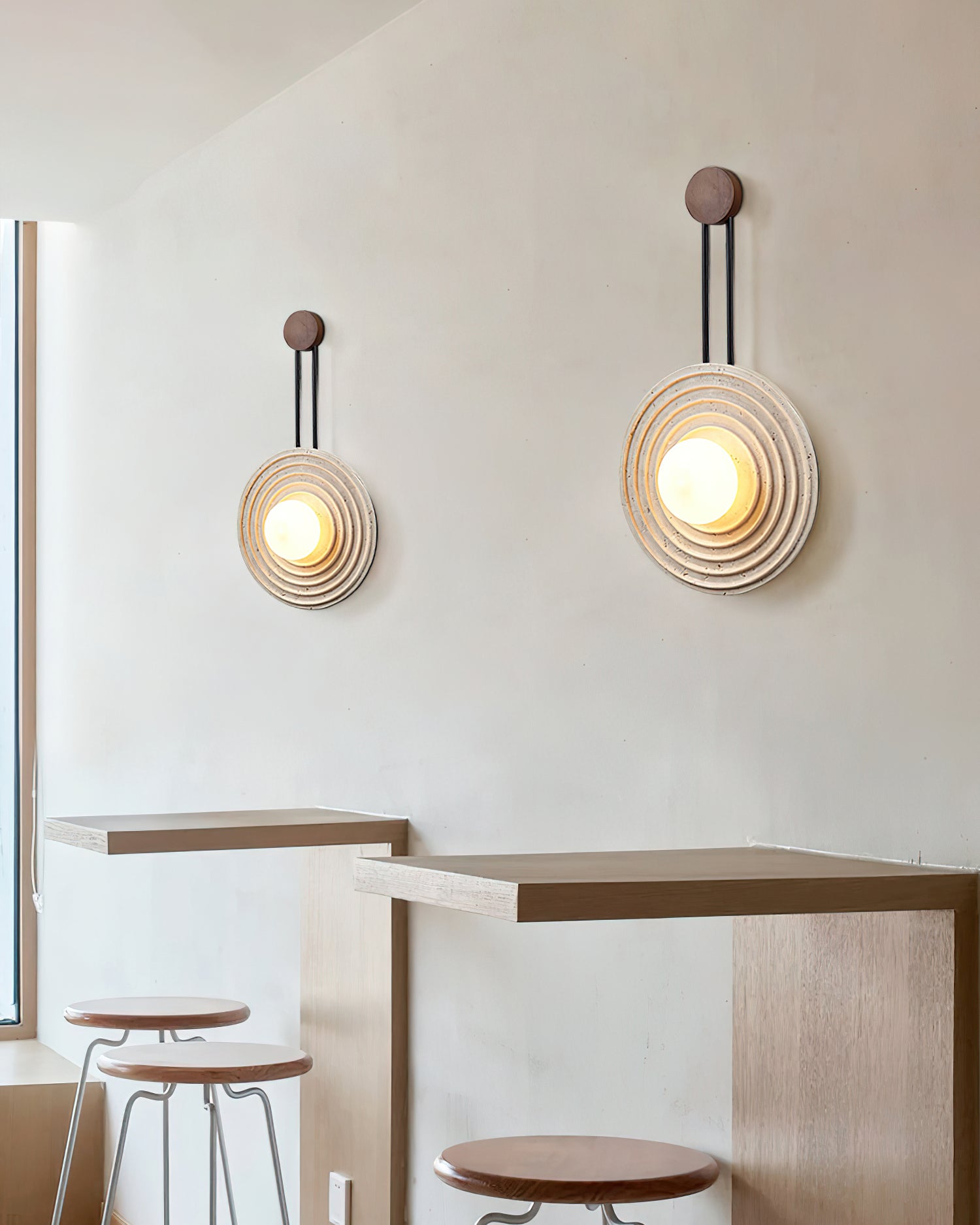 Isoror Spiral-Ring Travertine Wall Light - Blowlighting