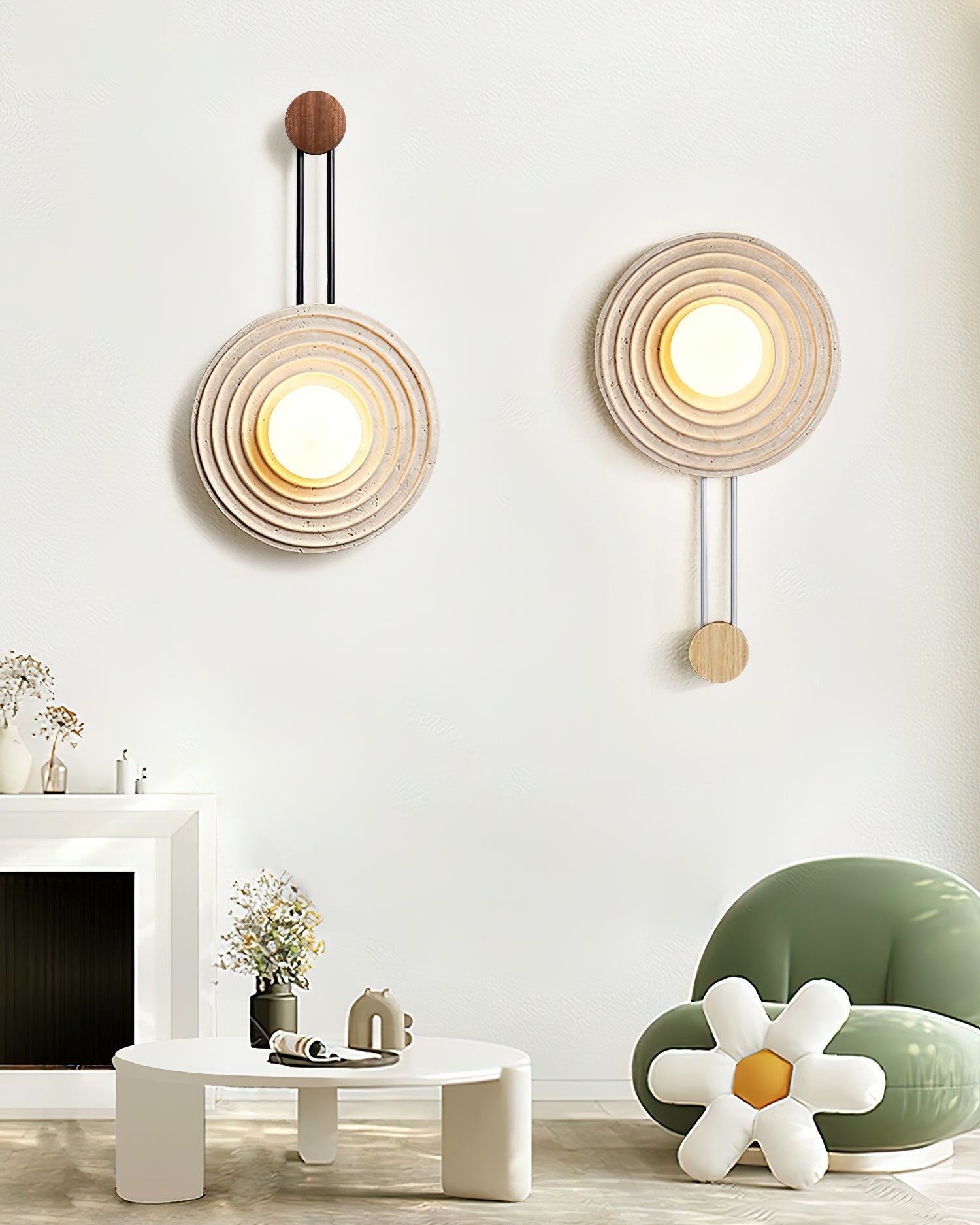 Isoror Spiral-Ring Travertine Wall Light - Blowlighting