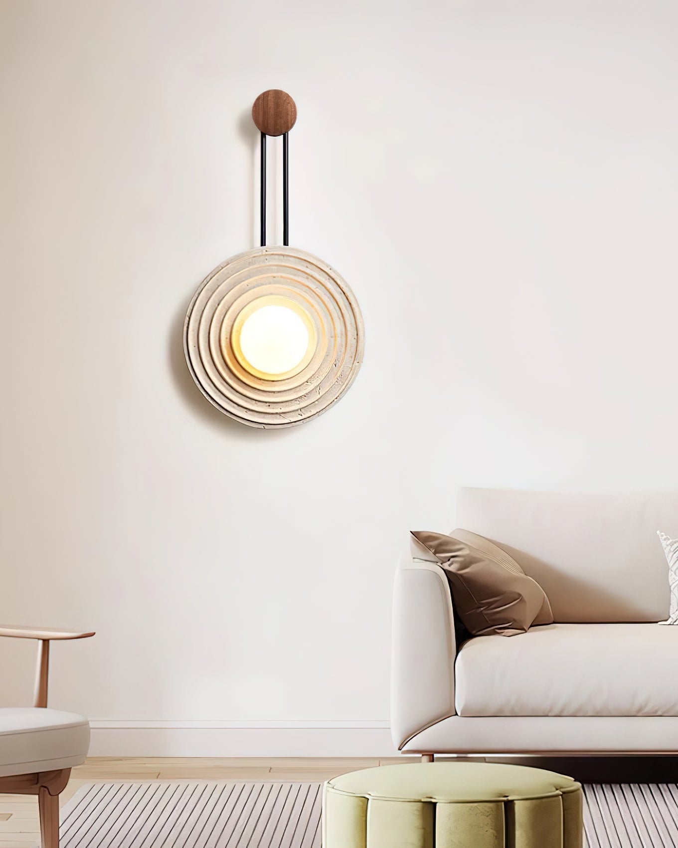 Isoror Spiral-Ring Travertine Wall Light - Blowlighting