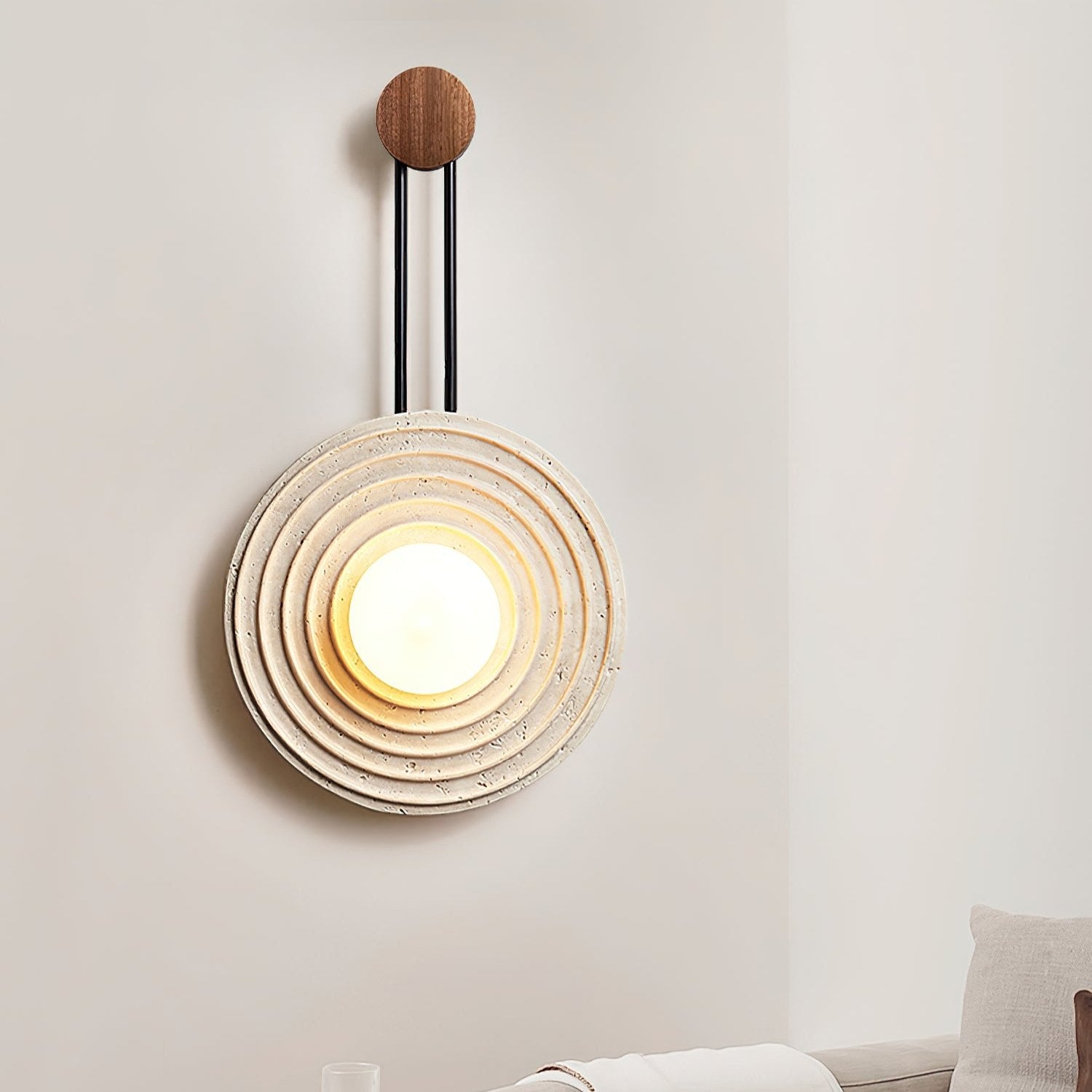 Isoror Spiral-Ring Travertine Wall Light - Blowlighting