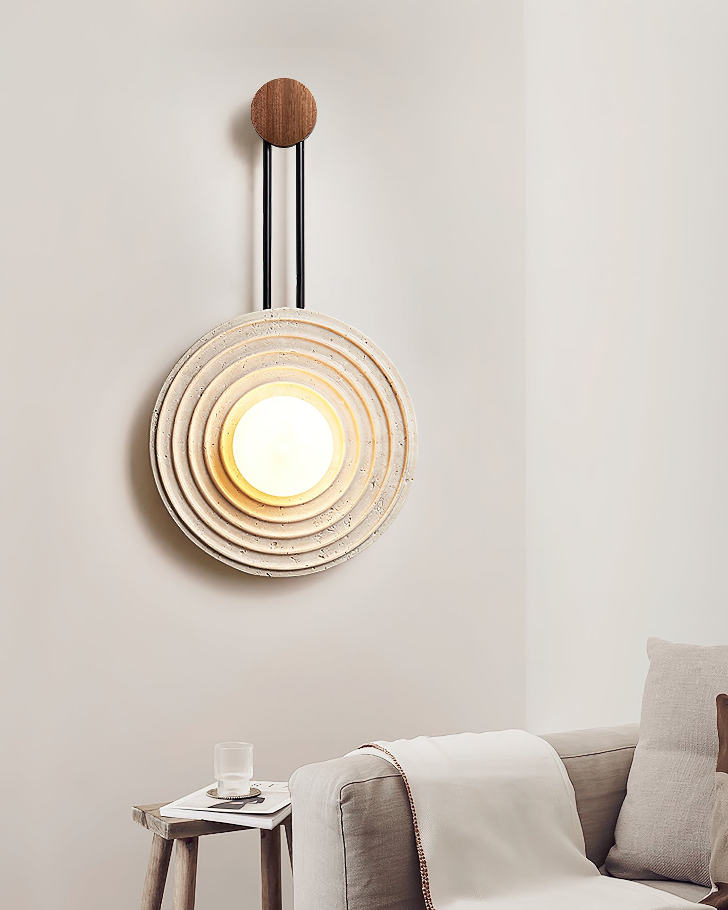 Isoror Spiral-Ring Travertine Wall Light - Blowlighting