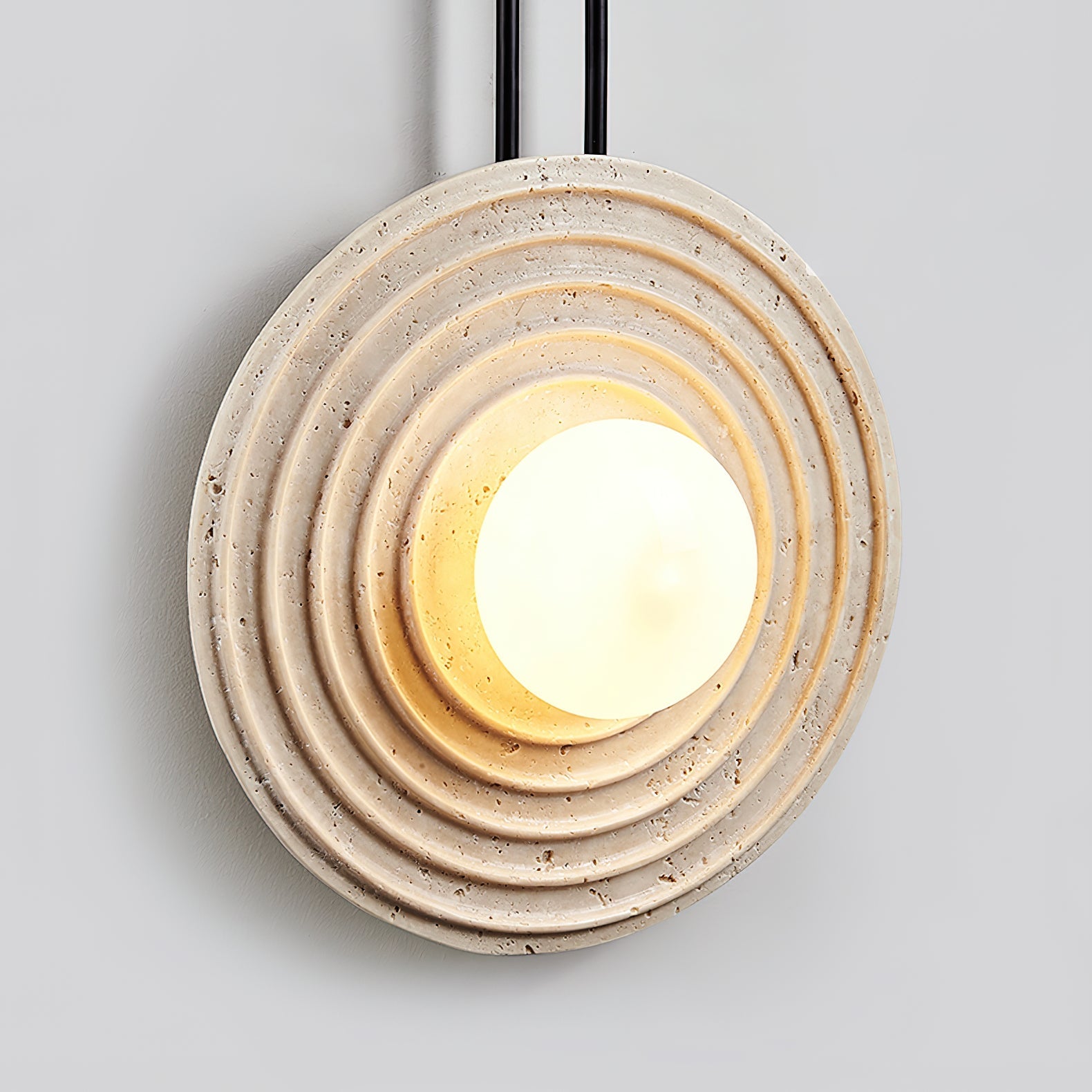 Isoror Spiral-Ring Travertine Wall Light - Blowlighting