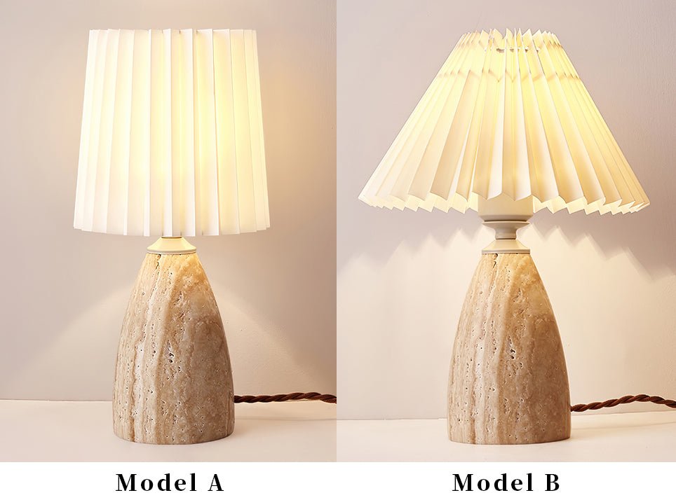 Arsorarae Pleated Travertine Table Lamp - Blowlighting