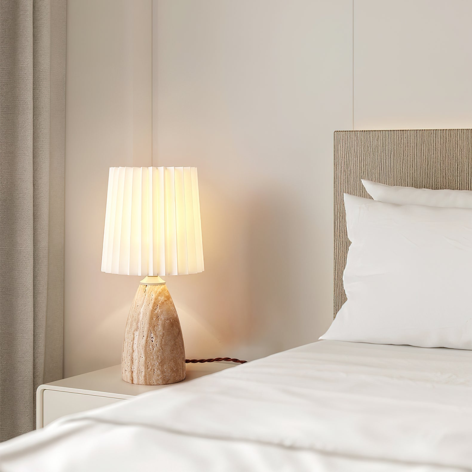 Arsorarae Pleated Travertine Table Lamp - Blowlighting