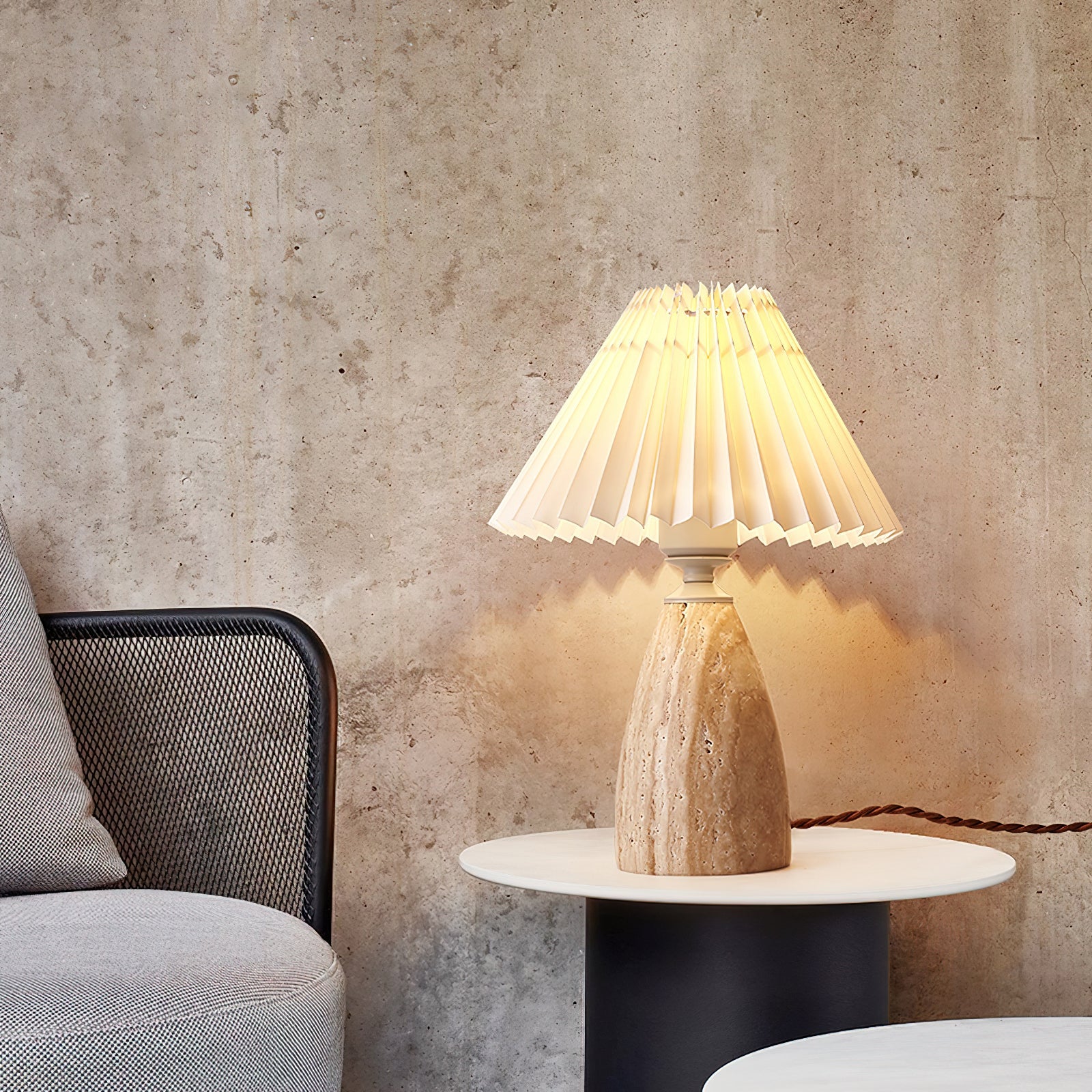 Arsorarae Pleated Travertine Table Lamp - Blowlighting