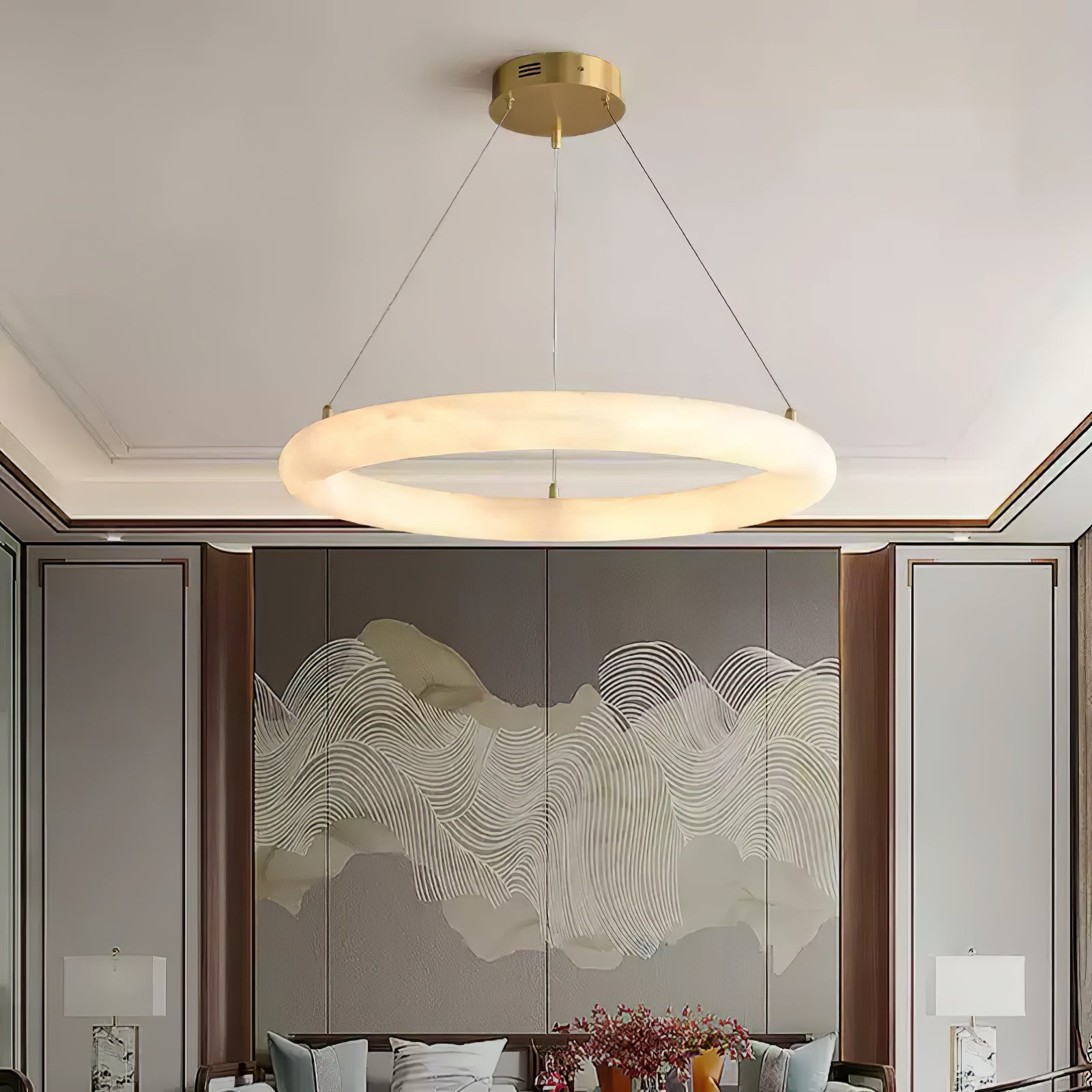 Erzorila Circular Alabaster Pendant Light - Blowlighting