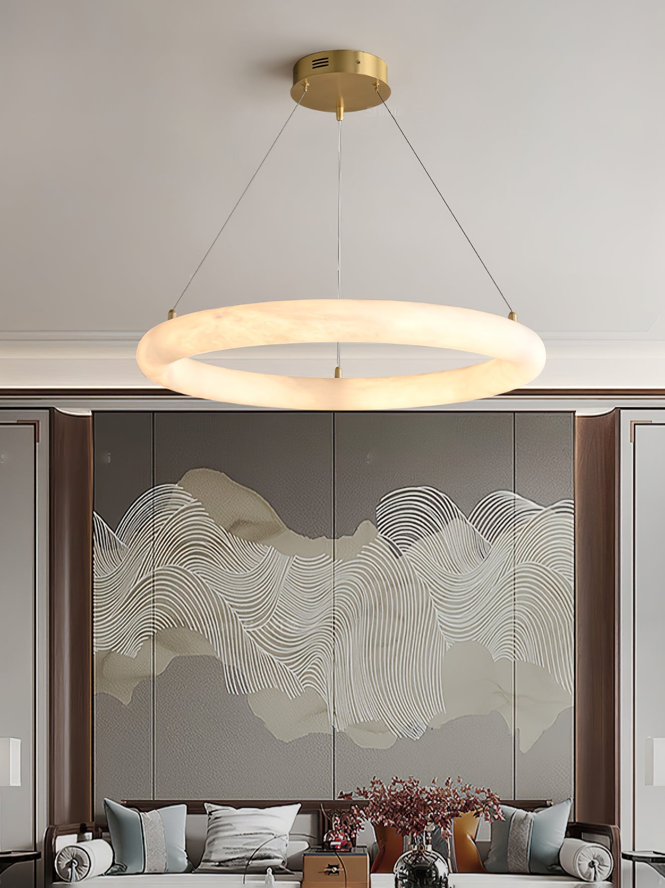 Erzorila Circular Alabaster Pendant Light - Blowlighting